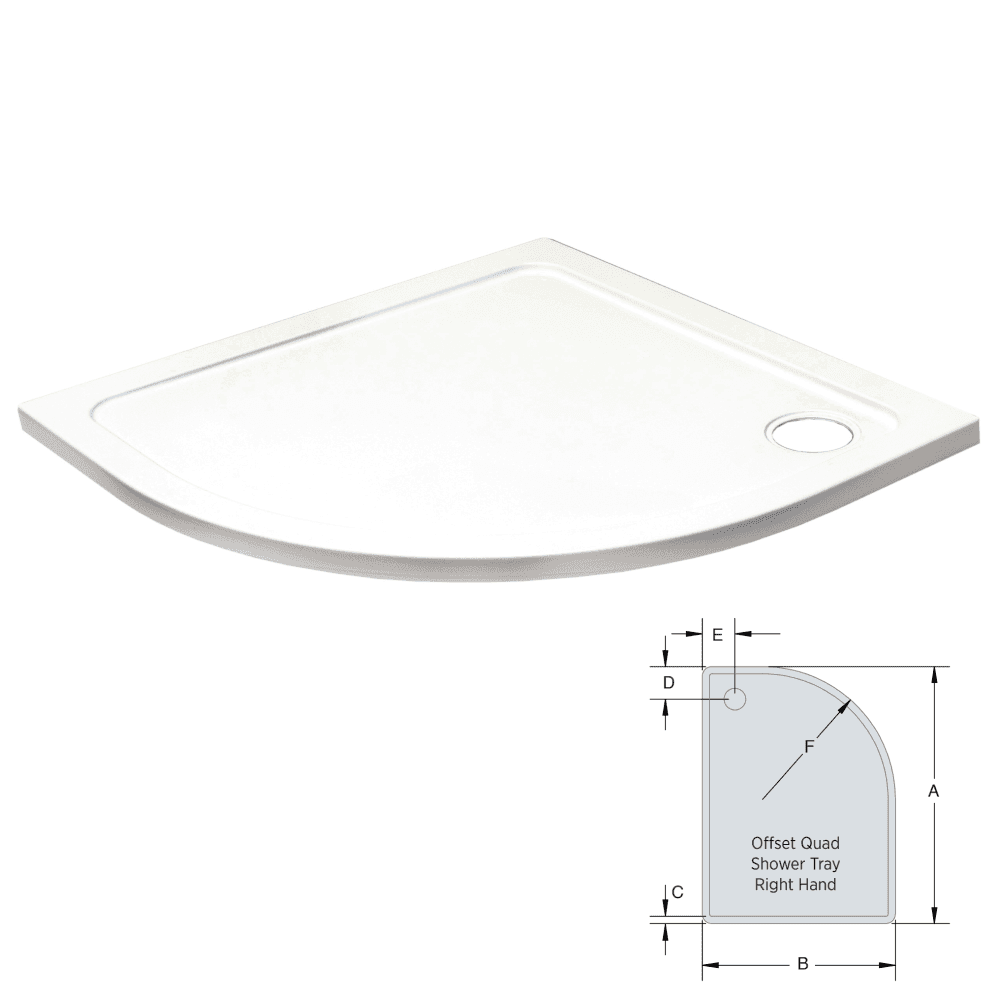 K-Vit 1200 x 800mm RH Offset Quad Low Profile Tray - UNQR1208 - UNQR1208 2
