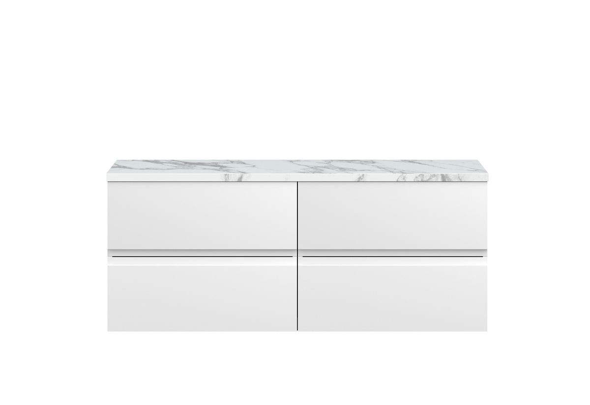 Hudson Reed Urban 1205mm 4 Drawer Wall Hung Vanity With Carrara Laminate Worktop