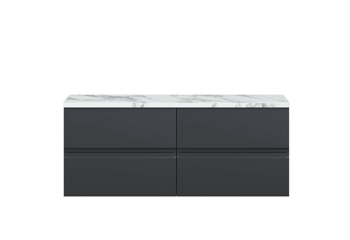 Hudson Reed Urban 1200mm 4 Drawer Wall Hung Vanity With Carrara Laminate Worktop
