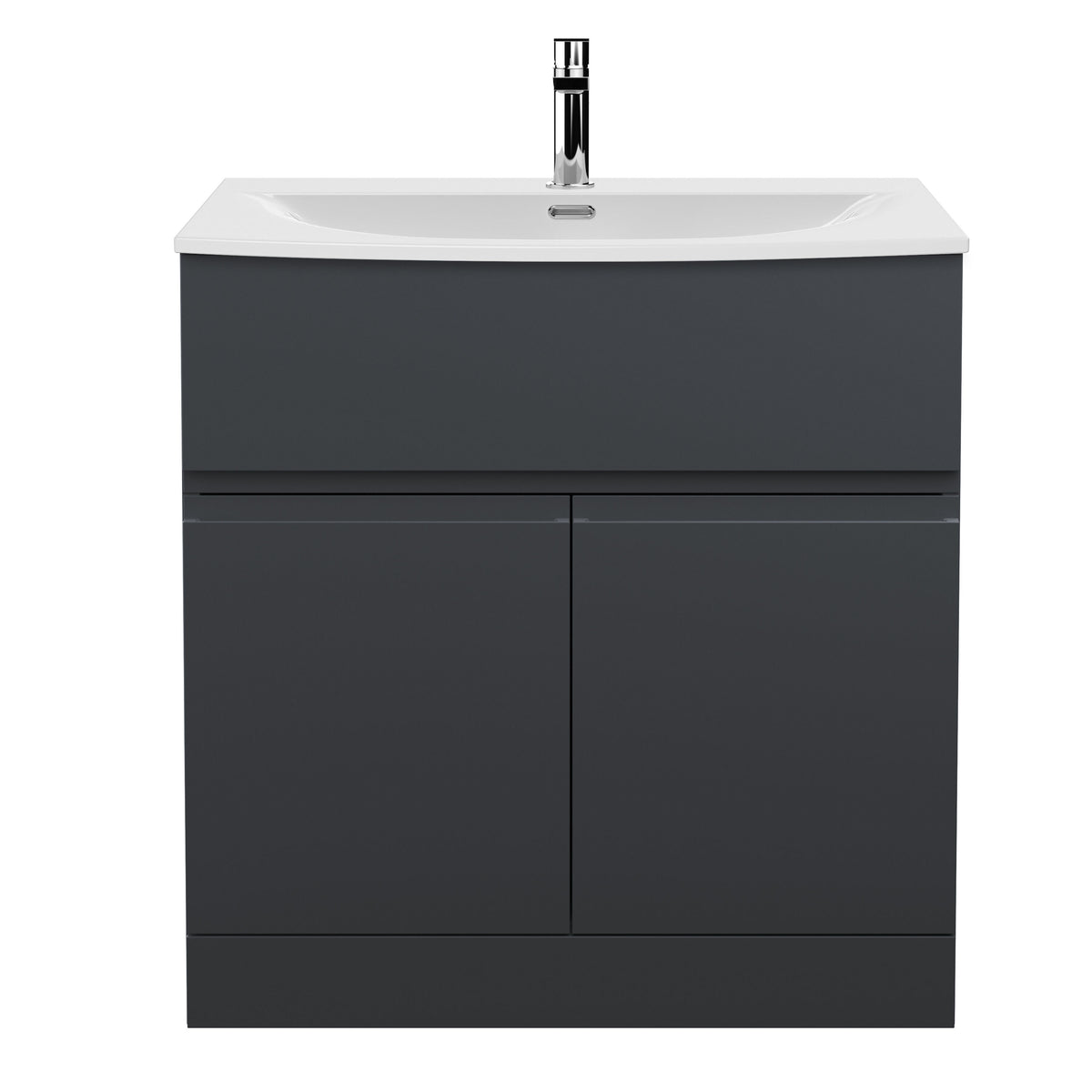 Hudson Reed Urban 800mm 2 Door 1 Drawer Floor Standing Vanity Unit With U-Shaped Curved Basin
