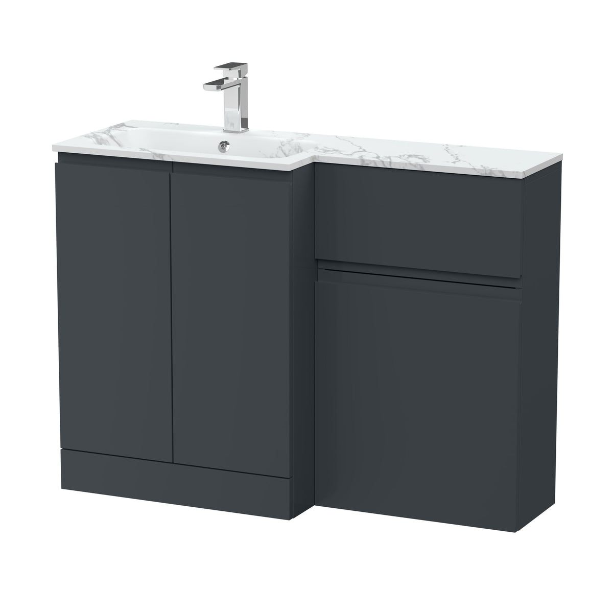 Hudson Reed Urban 1100mm Left-Hand 2 Door Floor Standing Combination Unit With Stone Basin