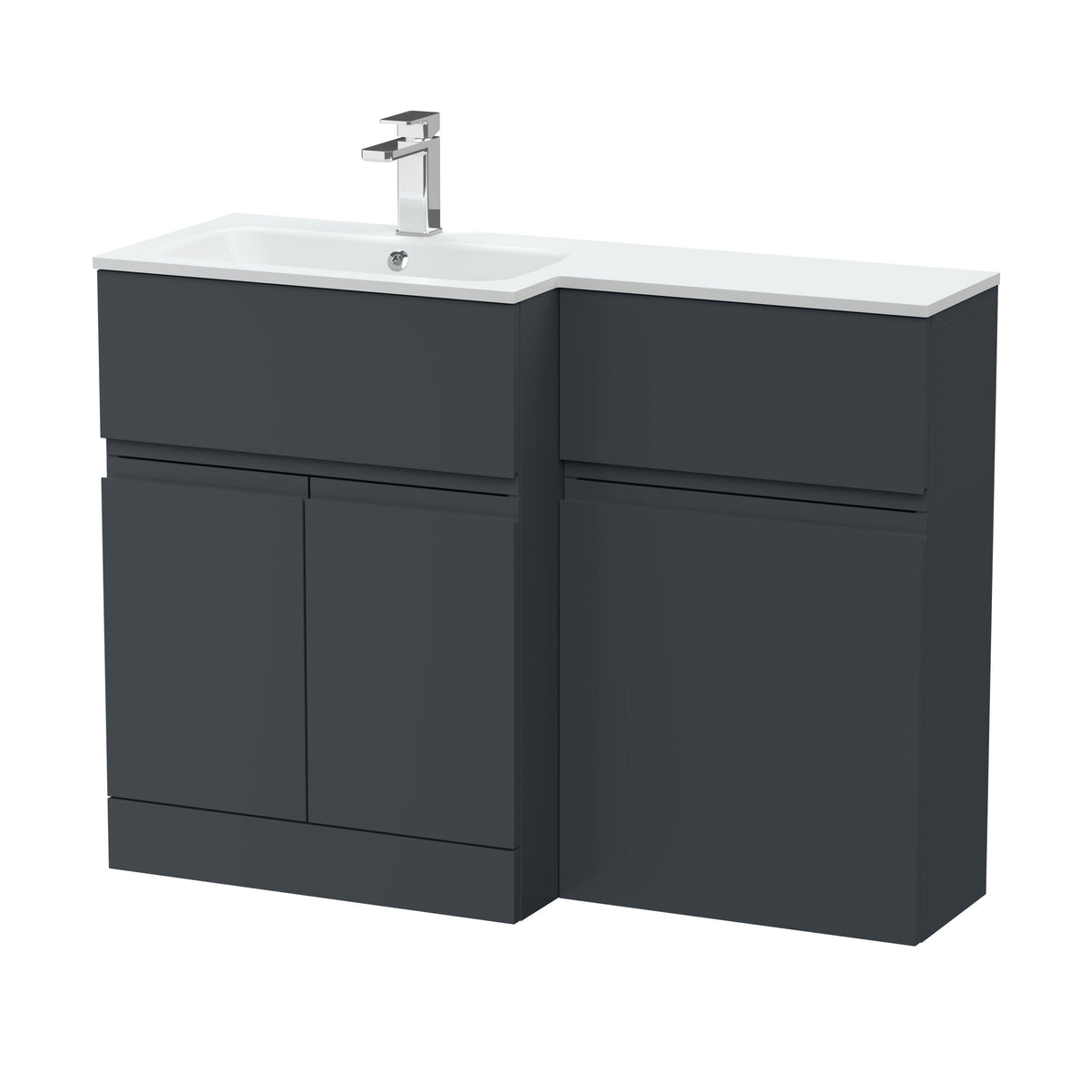 Hudson Reed Urban 1100mm Left-Hand 2 Door Floor Standing Combination Unit With Stone Basin