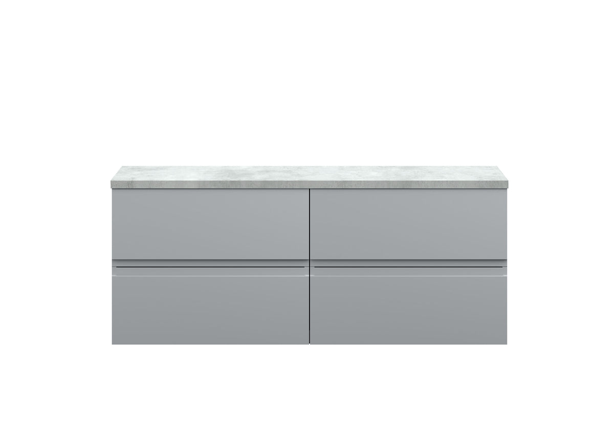 Hudson Reed Urban 1200mm 4 Drawer Wall Hung Vanity Unit With Bellato Grey Worktop