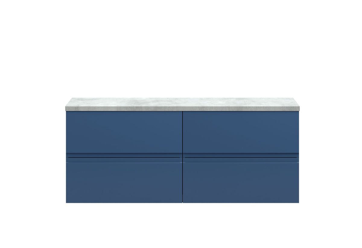 Hudson Reed Urban 1200mm 4 Drawer Wall Hung Vanity Unit With Bellato Grey Worktop