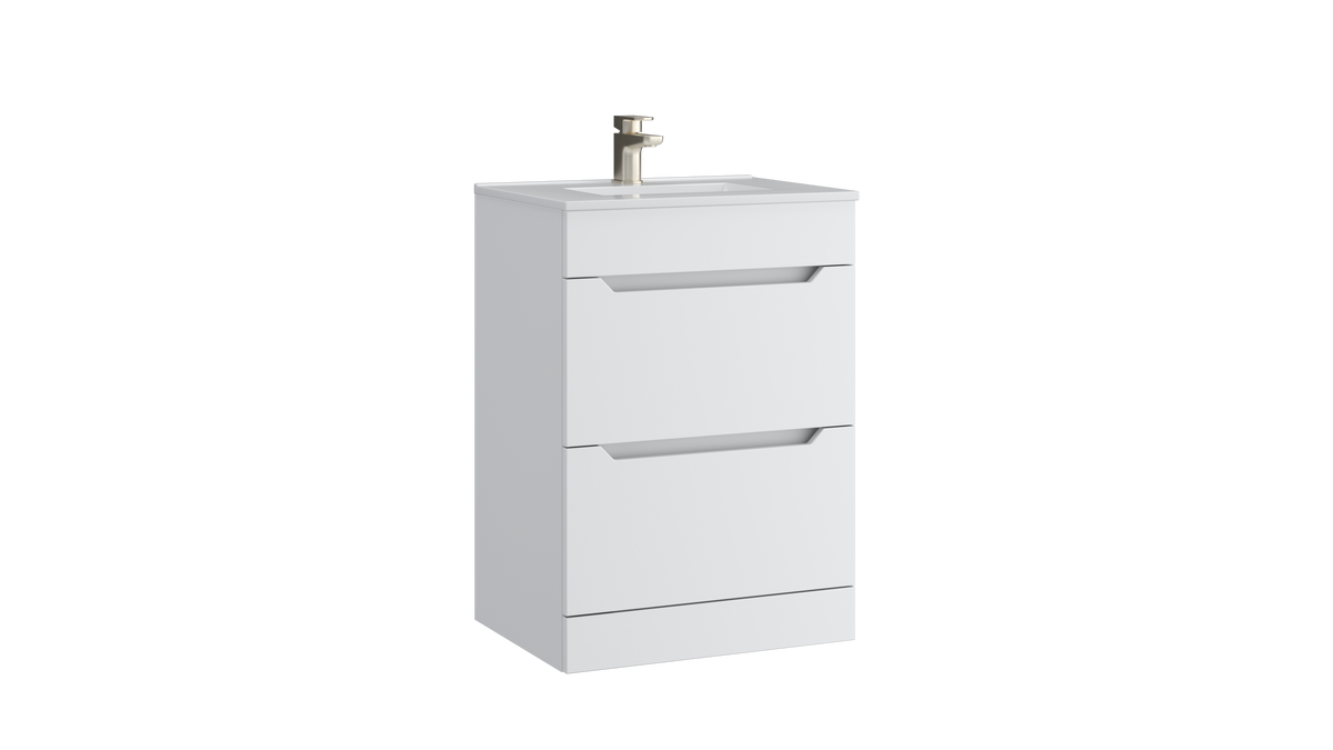 Urban 600mm 2 Drawer Floor Standing Unit Matt White - URB600FSDR-SW