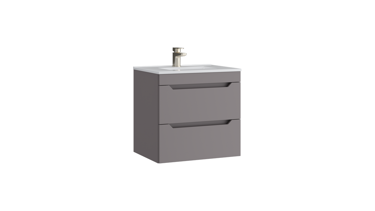 Urban 600mm 2 Drawer Wall Mounted Unit Slate Grey - URB600WMDR-SG