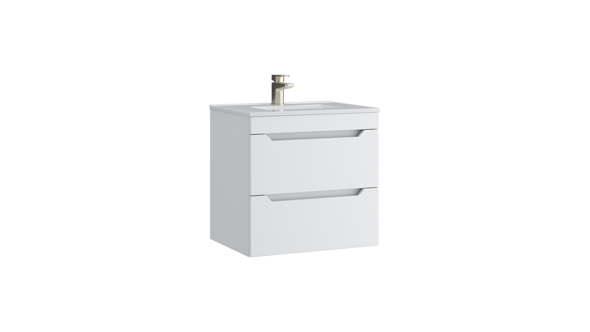 Urban 600mm 2 Drawer Wall Mounted Unit Matt White - URB600WMDR-SW