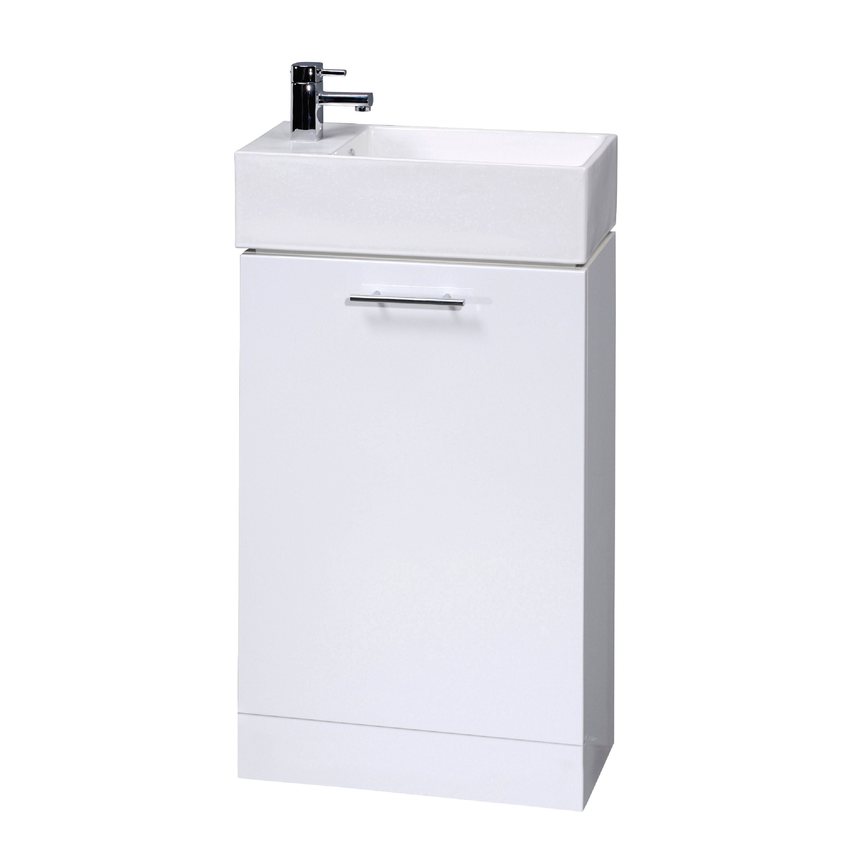 nuie Mayford 485mm Gloss White 1 Door Compact Floor Standing Cabinet With Basin