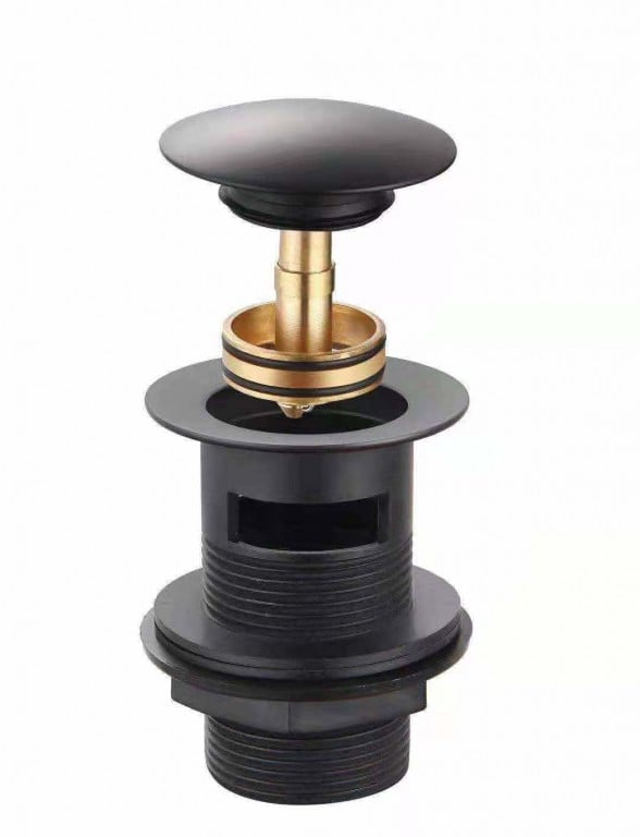Easyclean Basin Clicker Waste (Slotted) Matt Black - WAS040