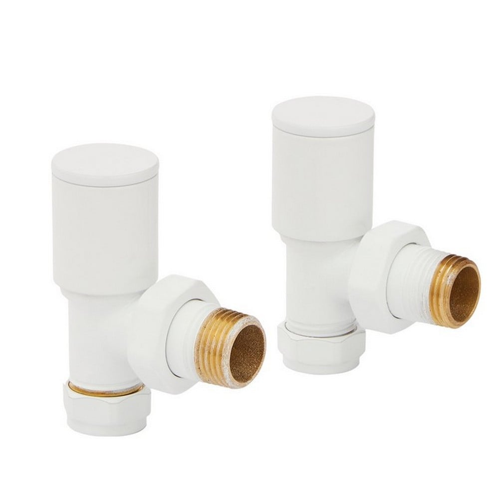 White Radiator Valve Angled 15mm (Pair) - WHITE-ANG