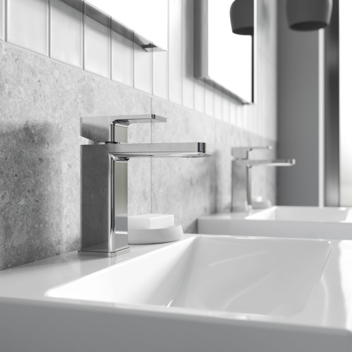 nuie Windon Chrome Mono Basin Mixer With Push Button Waste - Lifestyle image