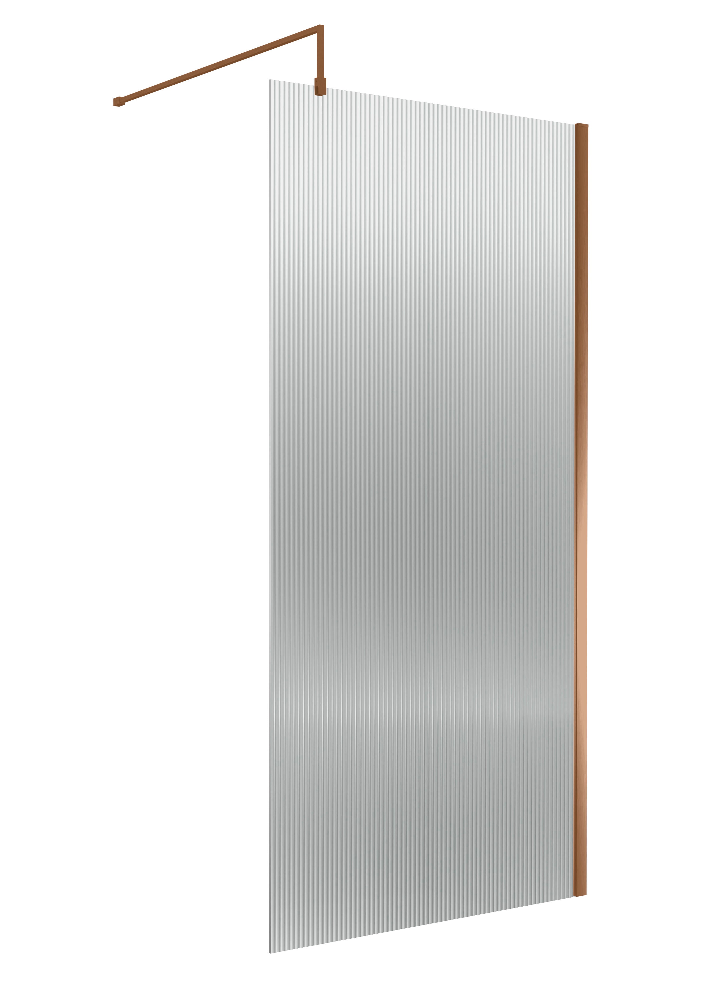 nuie 1000mm Brushed Bronze Fluted Wetroom Screen With Support Bar
