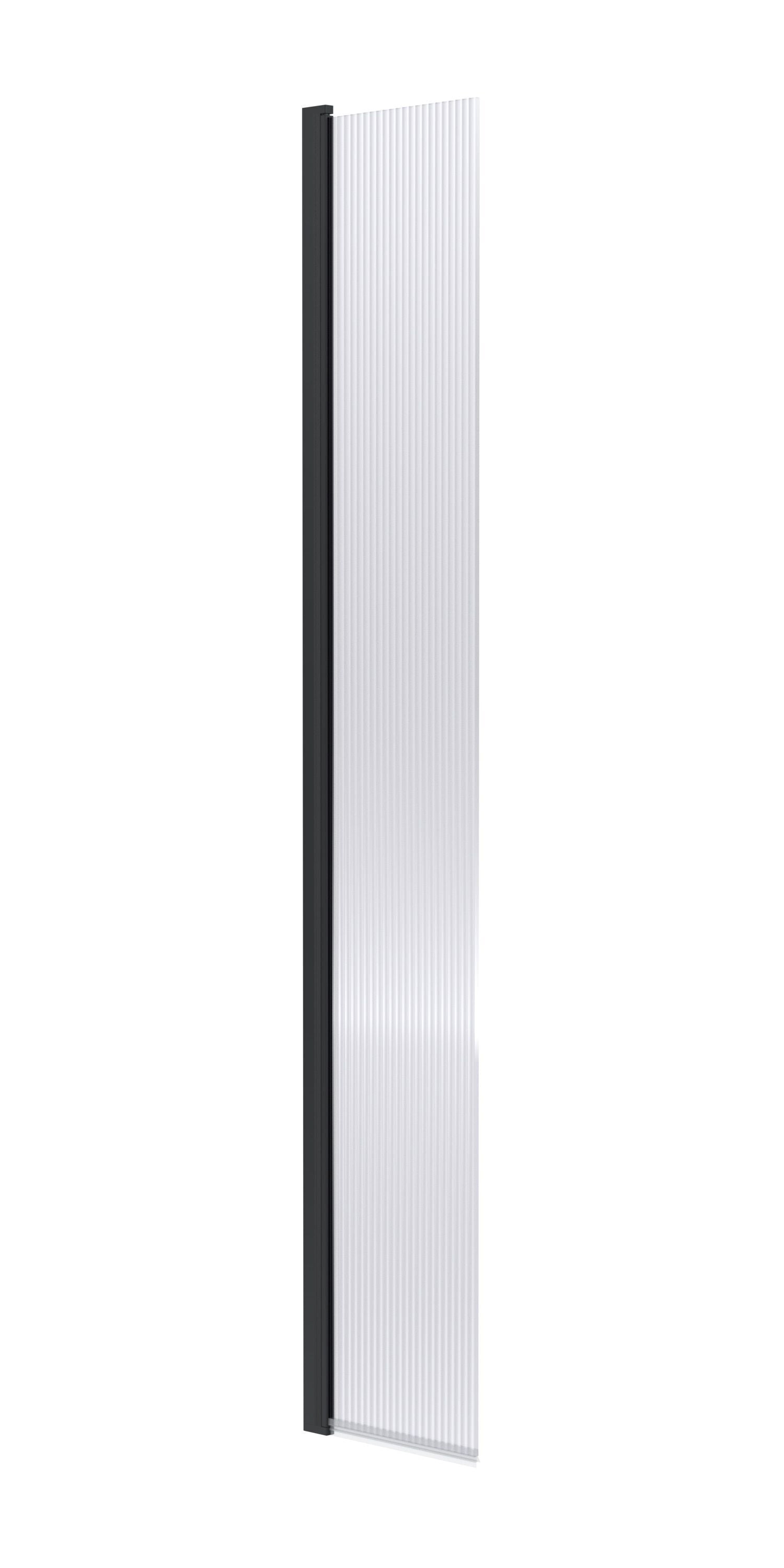 nuie 300mm Matt Black Fluted Hinged Wetroom Screen