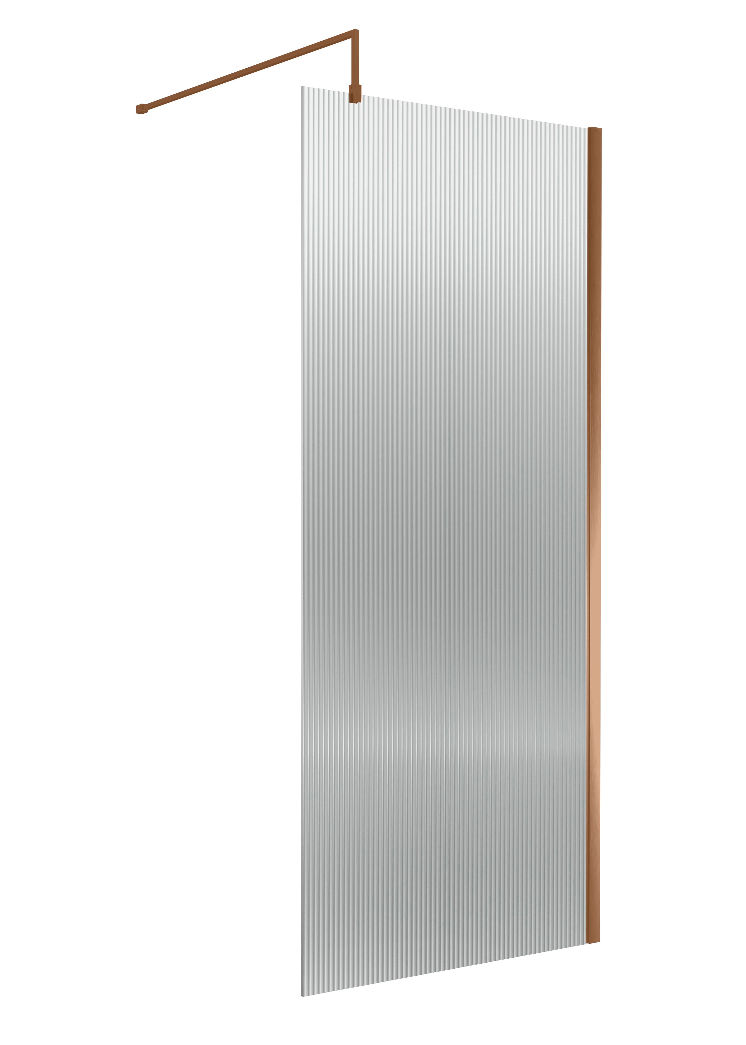 nuie 900mm Brushed Bronze Fluted Wetroom Screen With Support Bar