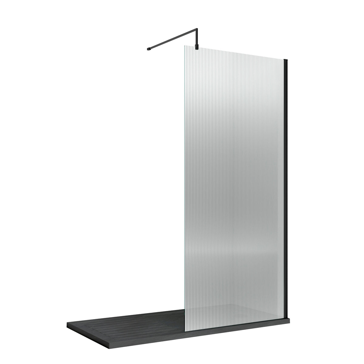 Hudson Reed 800mm Fluted Wetroom Screen With Support Bar