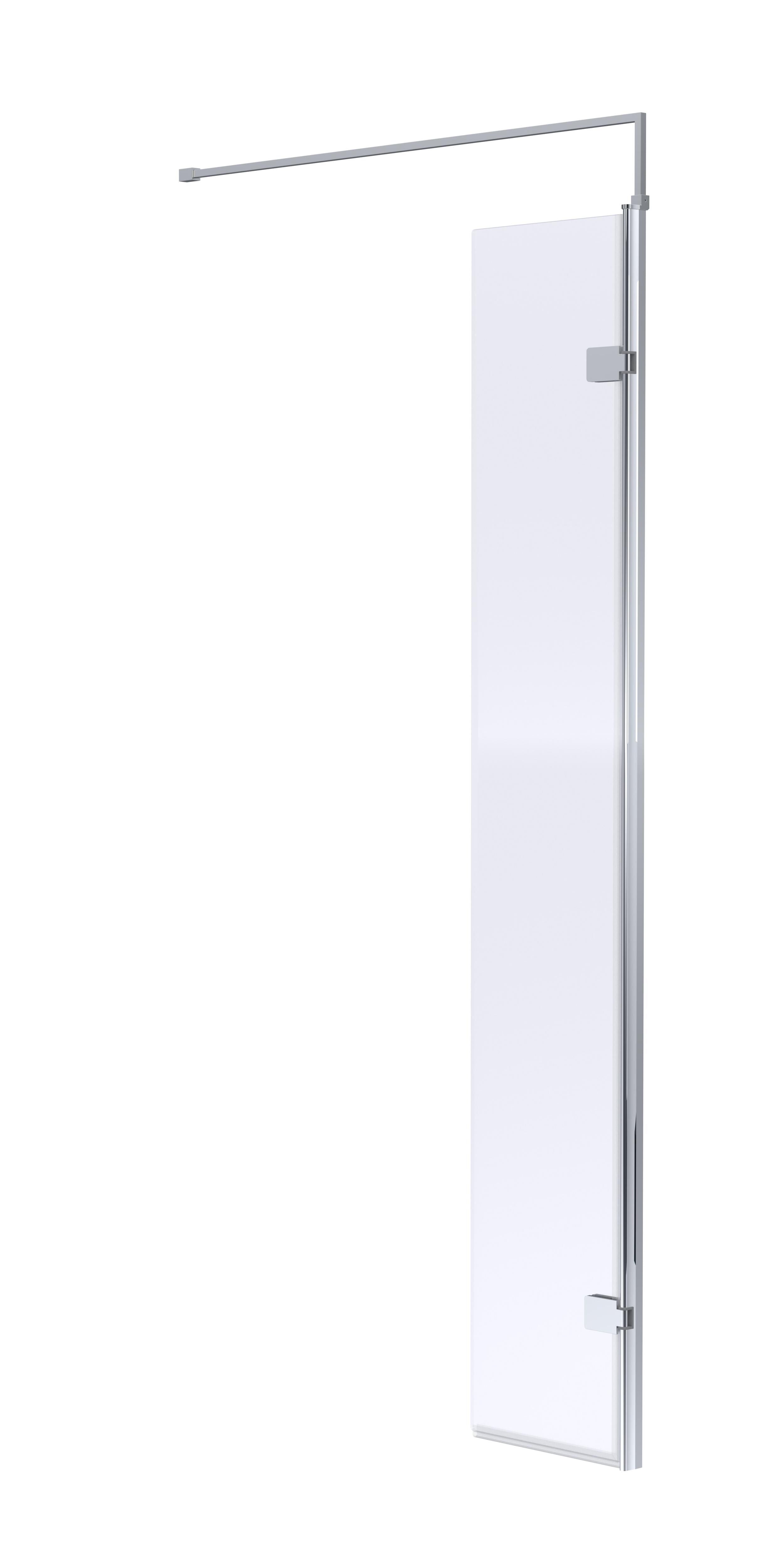 nuie 300mm Chrome Hinged Wetroom Screen With Support Bar