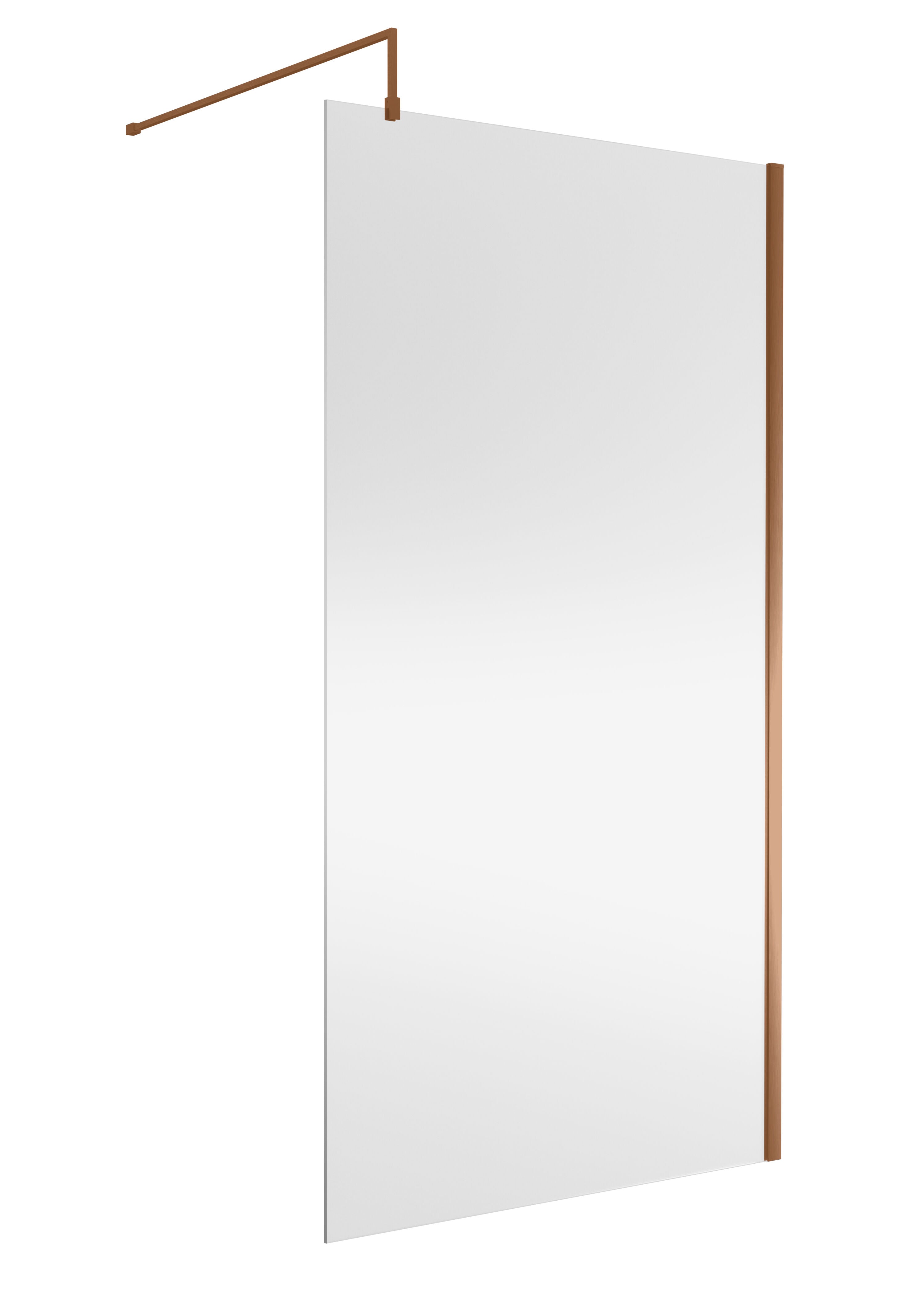 nuie 1100mm Brushed Bronze Wetroom Screen With Support Bar