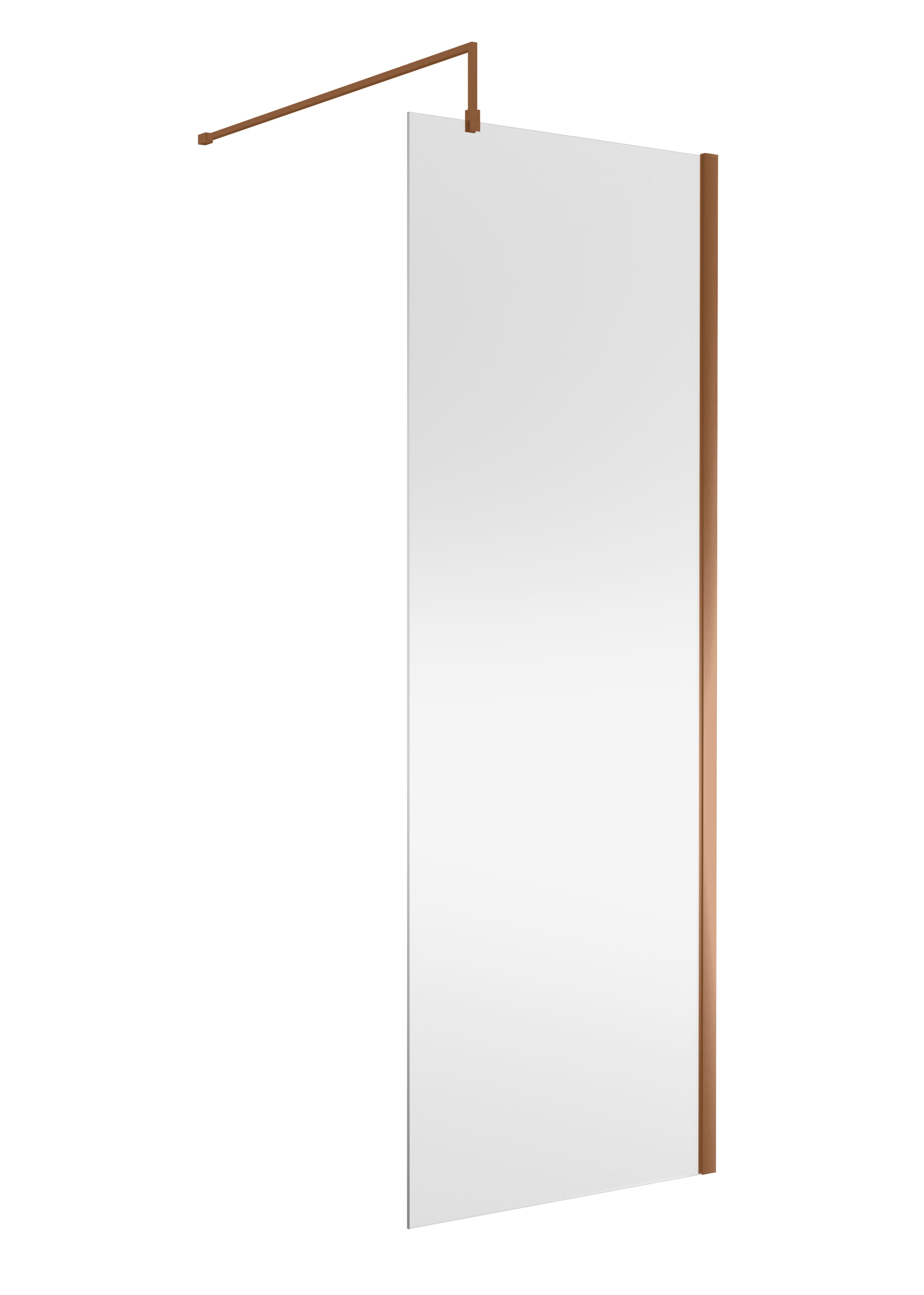 nuie 760mm Brushed Bronze Wetroom Screen With Support Bar