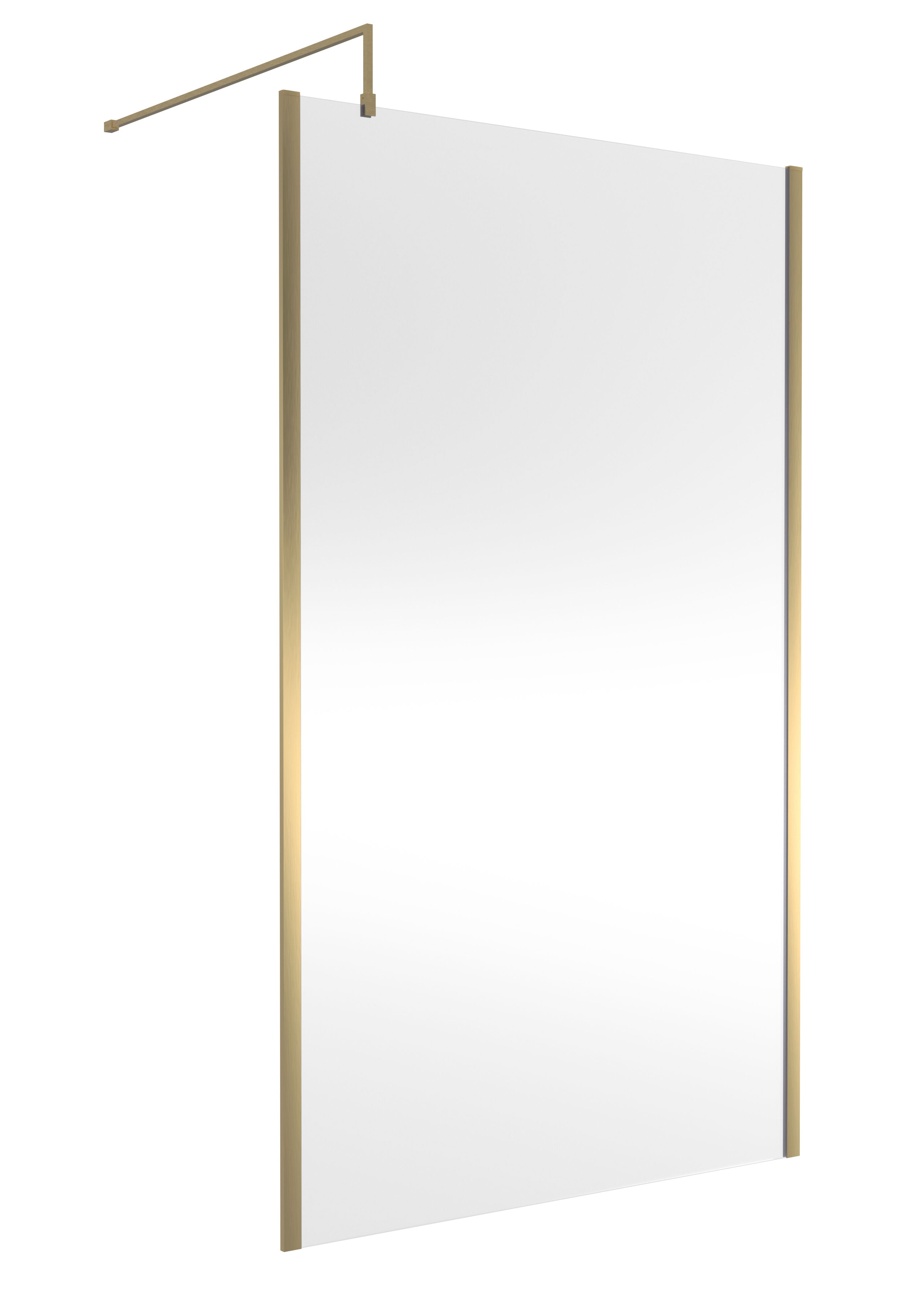 nuie 1200mm Brushed Brass Wetroom Screen With Support Bar