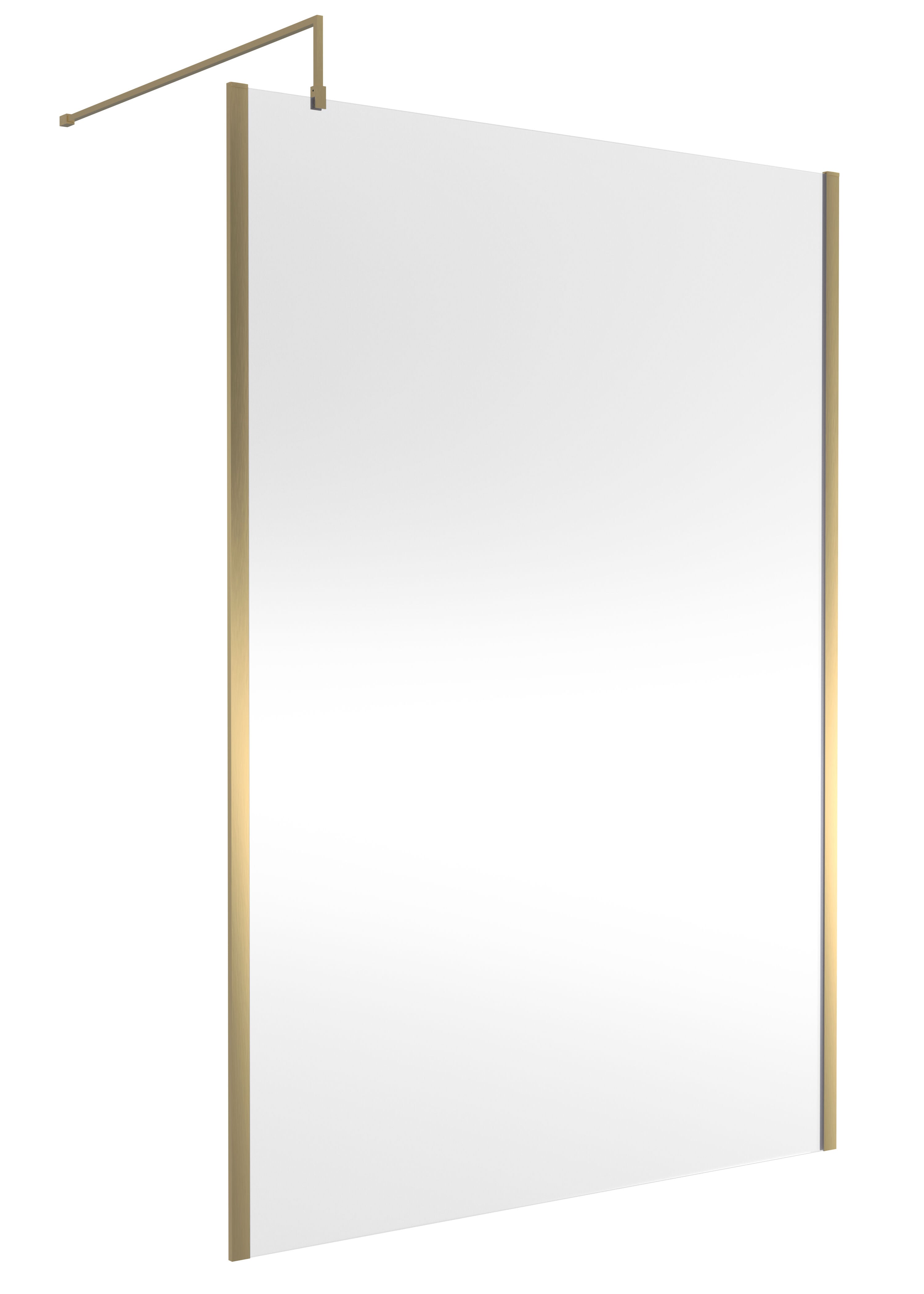 nuie 1400mm Brushed Brass Wetroom Screen With Support Bar