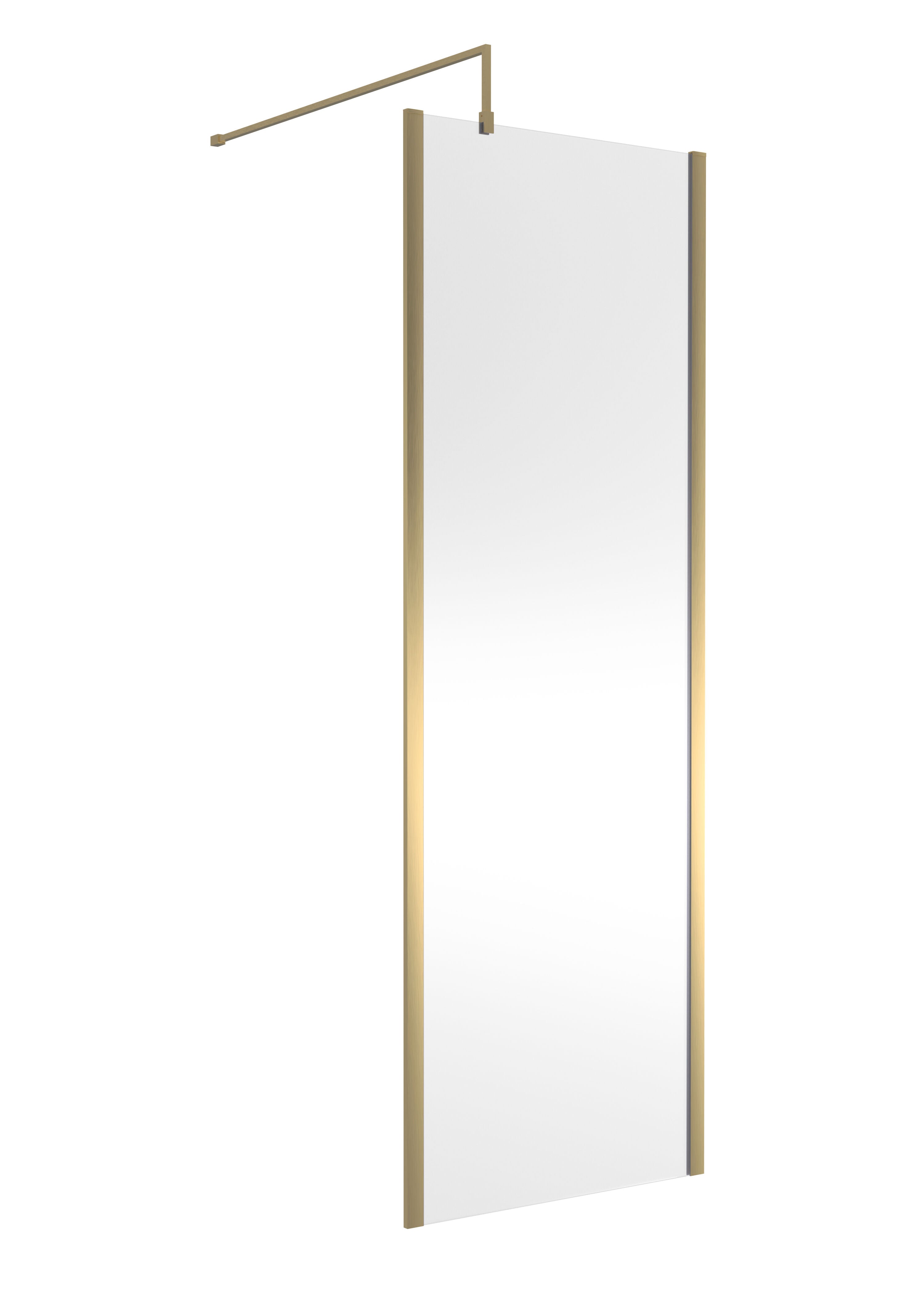 nuie 700mm Brushed Brass Wetroom Screen With Support Bar