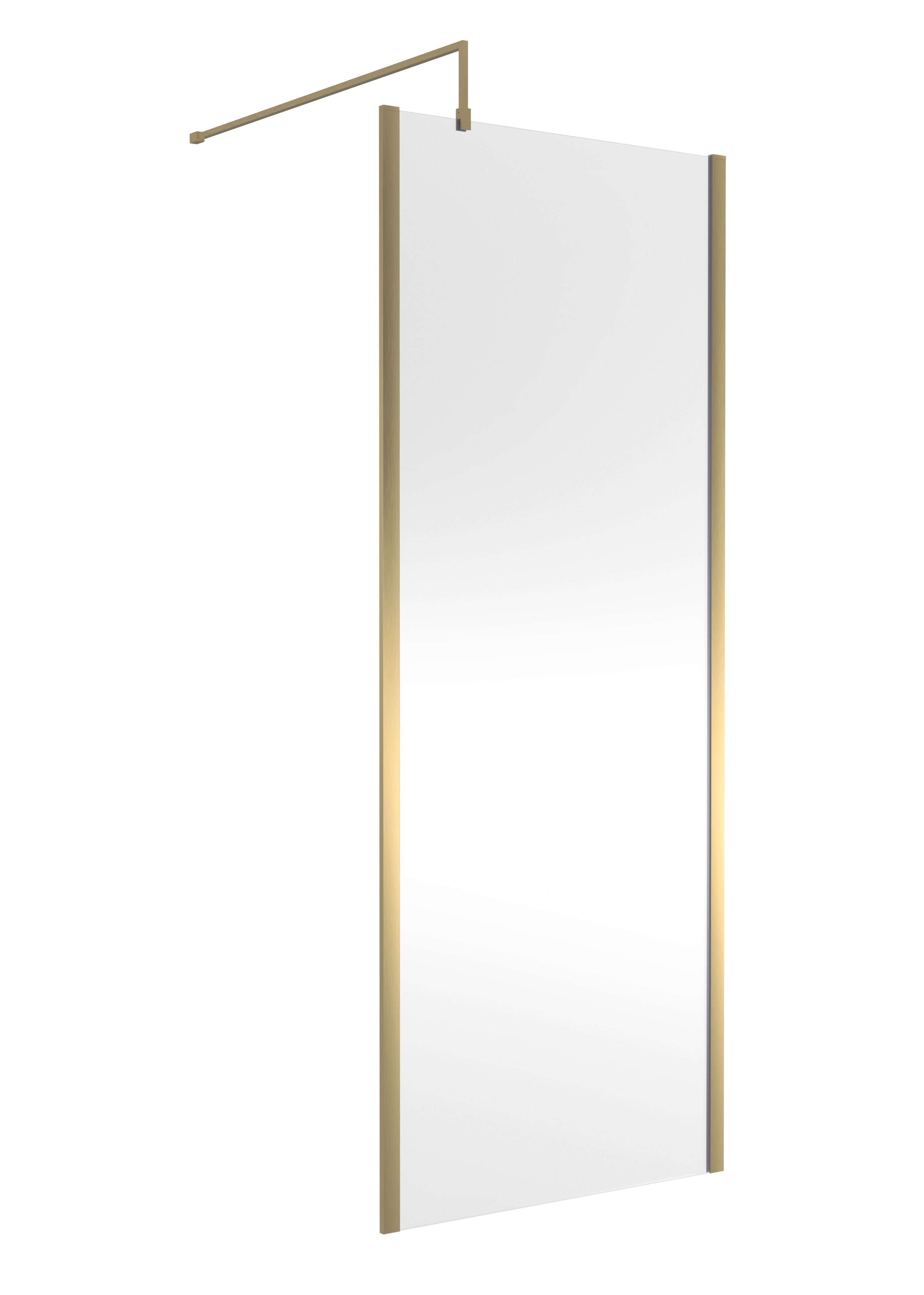 nuie 800mm Brushed Brass Wetroom Screen With Support Bar