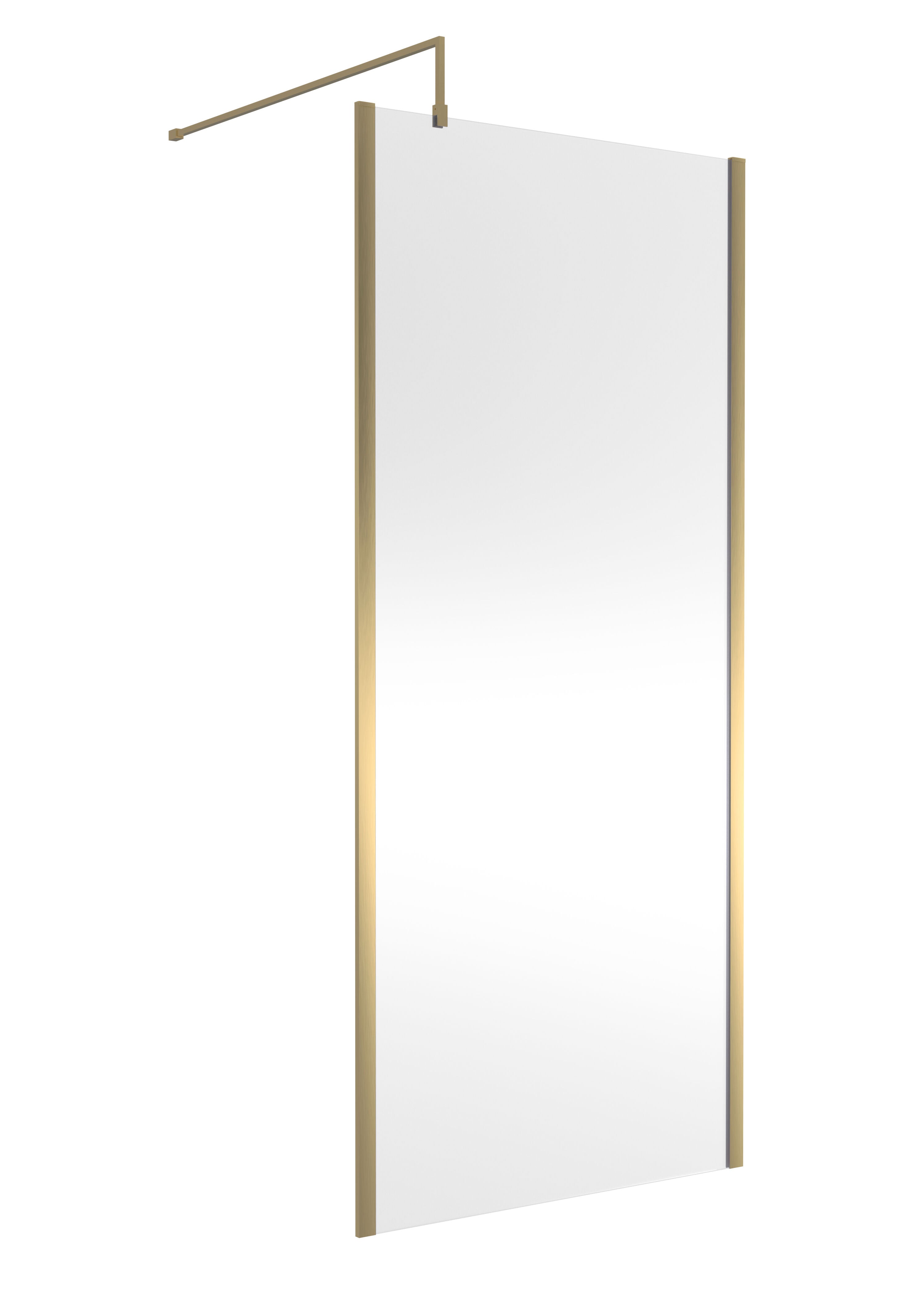 nuie 900mm Brushed Brass Wetroom Screen With Support Bar