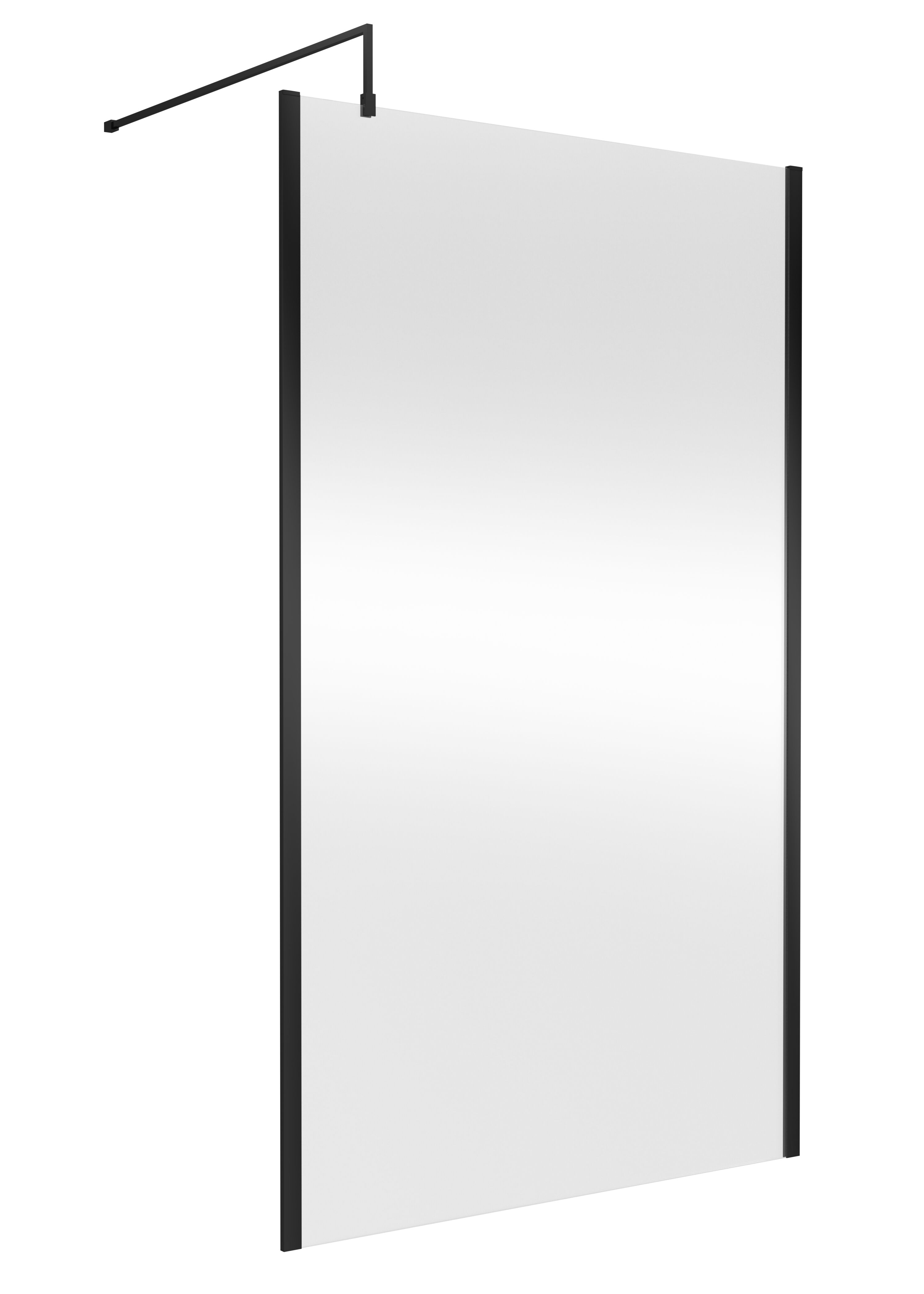 nuie 1200mm Matt Black Wetroom Screen With Support Bar