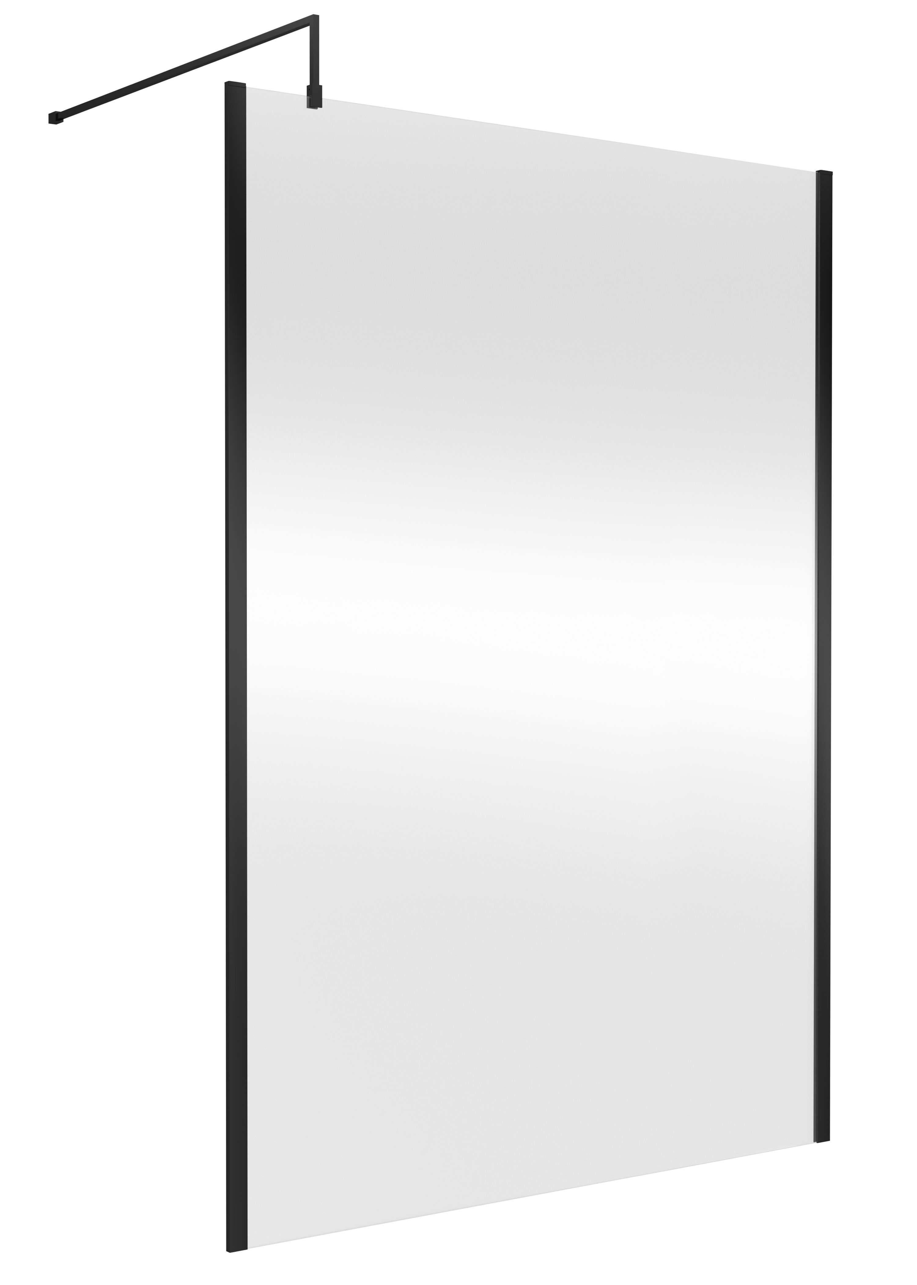 nuie 1400mm Matt Black Wetroom Screen With Support Bar