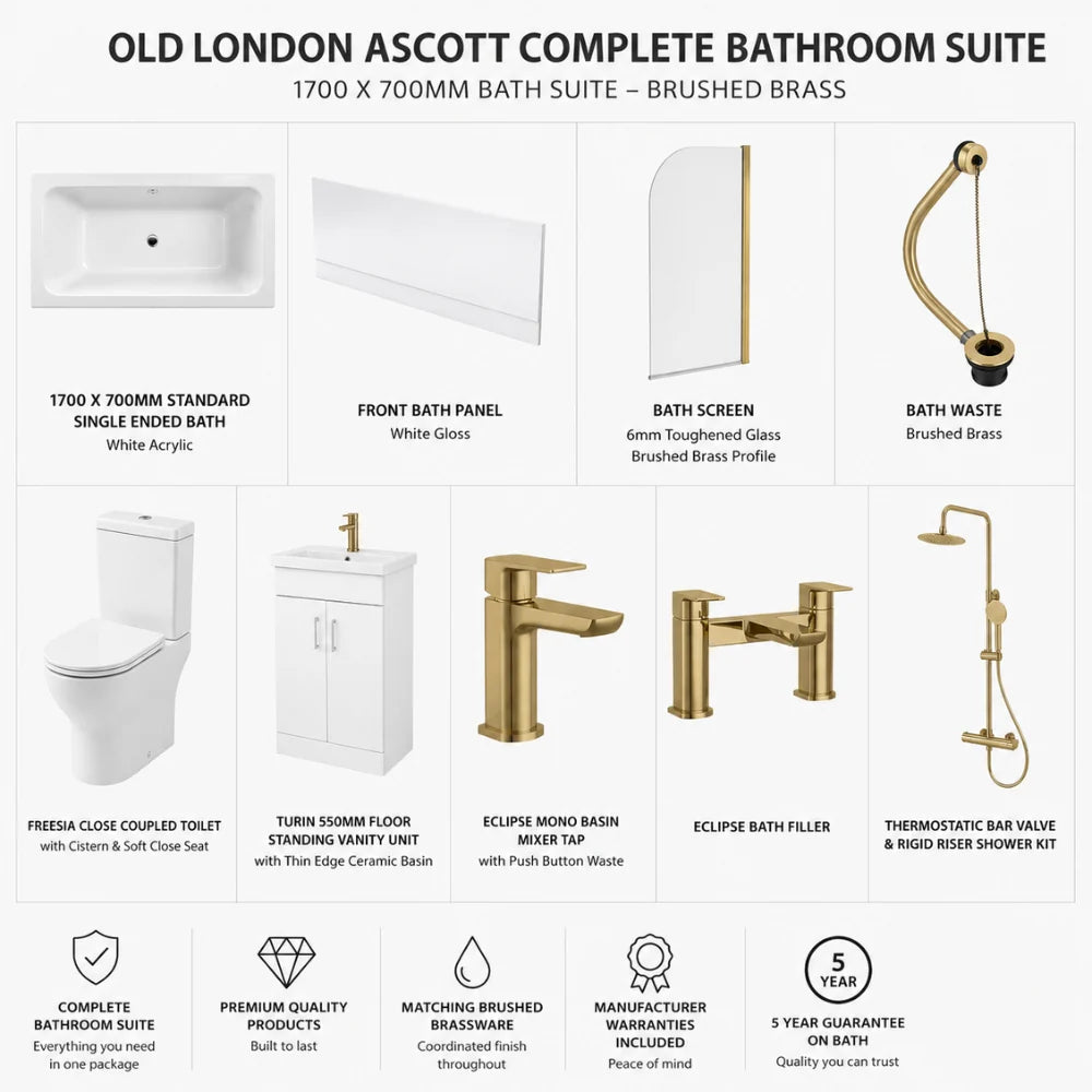 Traditional Brushed Brass Bathroom Package