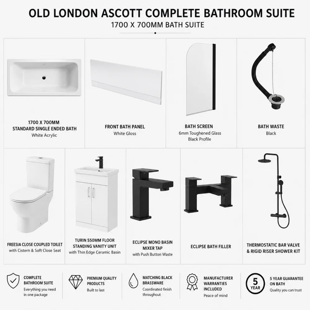 Traditional Matt Black Bathroom Package