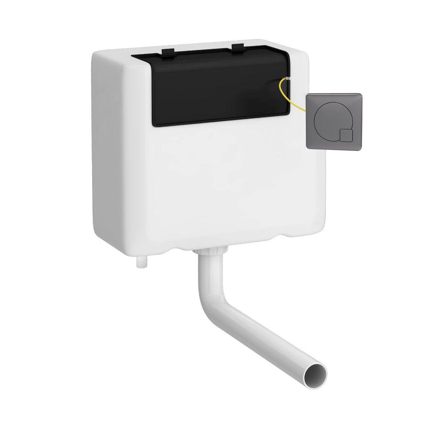 Universal Access Bottom Inlet Cistern With Square Brushed Pewter Dual Flush Plate
